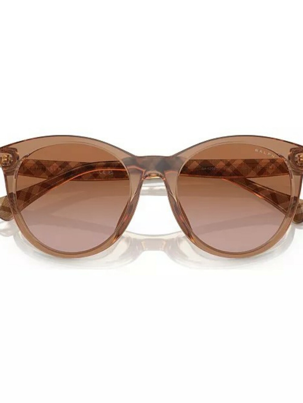 Ralph Lauren RA5294U 5750 Cat Eye Brown Sunglasses Check Plaid Pattern